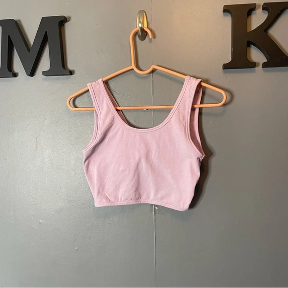 American Eagle lilac purple cropped twist back tank top size medium - Picture 1 of 7